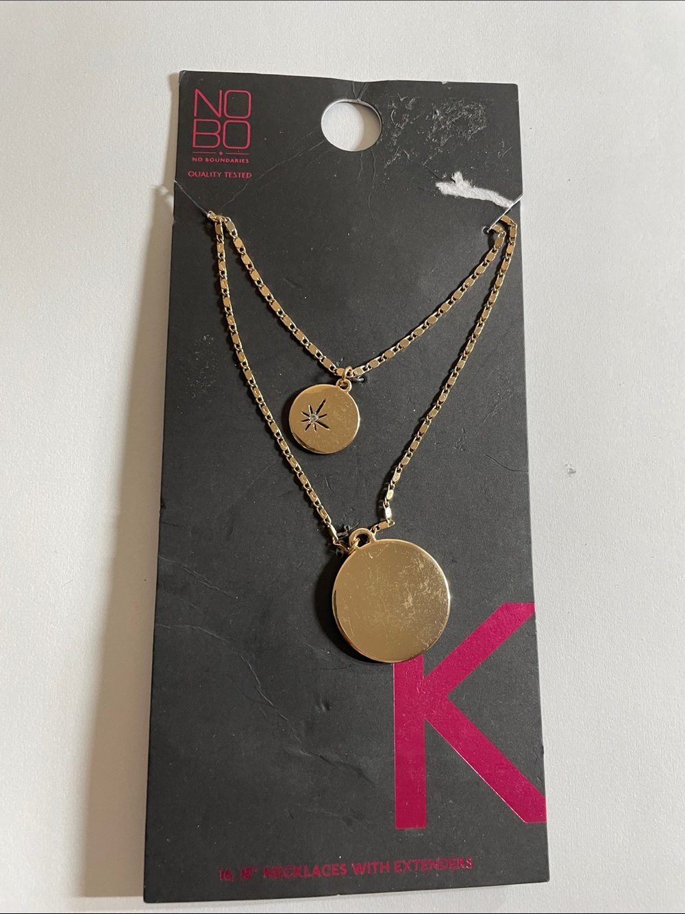 NOBO Gold Double-Layer Disc Necklace with Star-Stamped Accent
